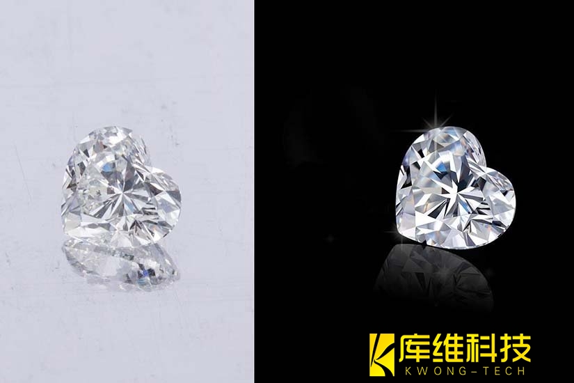 传统切割与水导激光钻石火彩对比